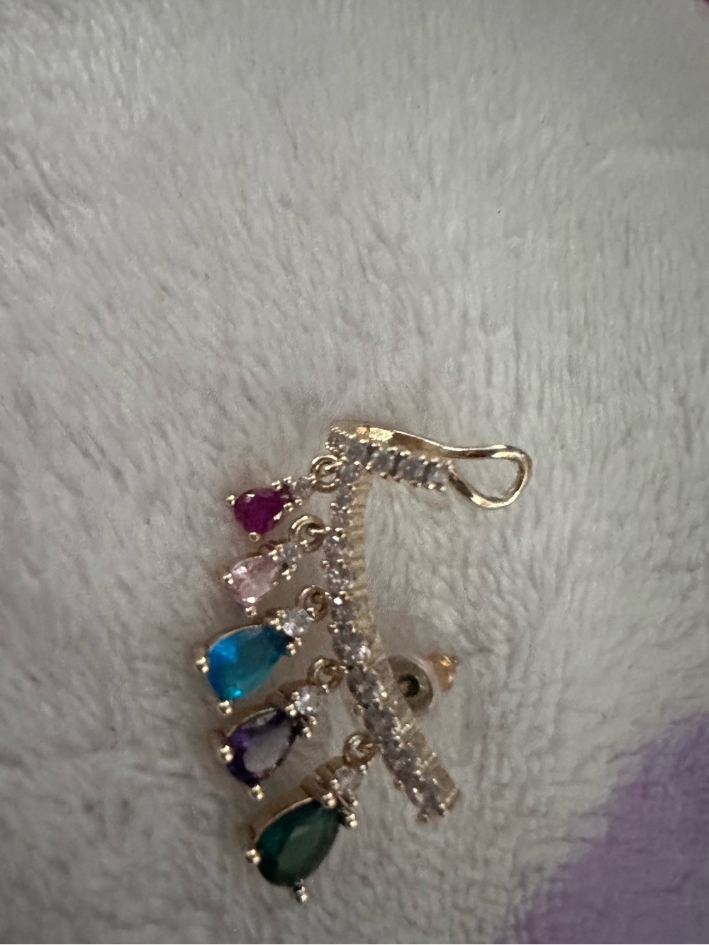 Multicolor Teardrop Dangle Earrings - Gold Tone